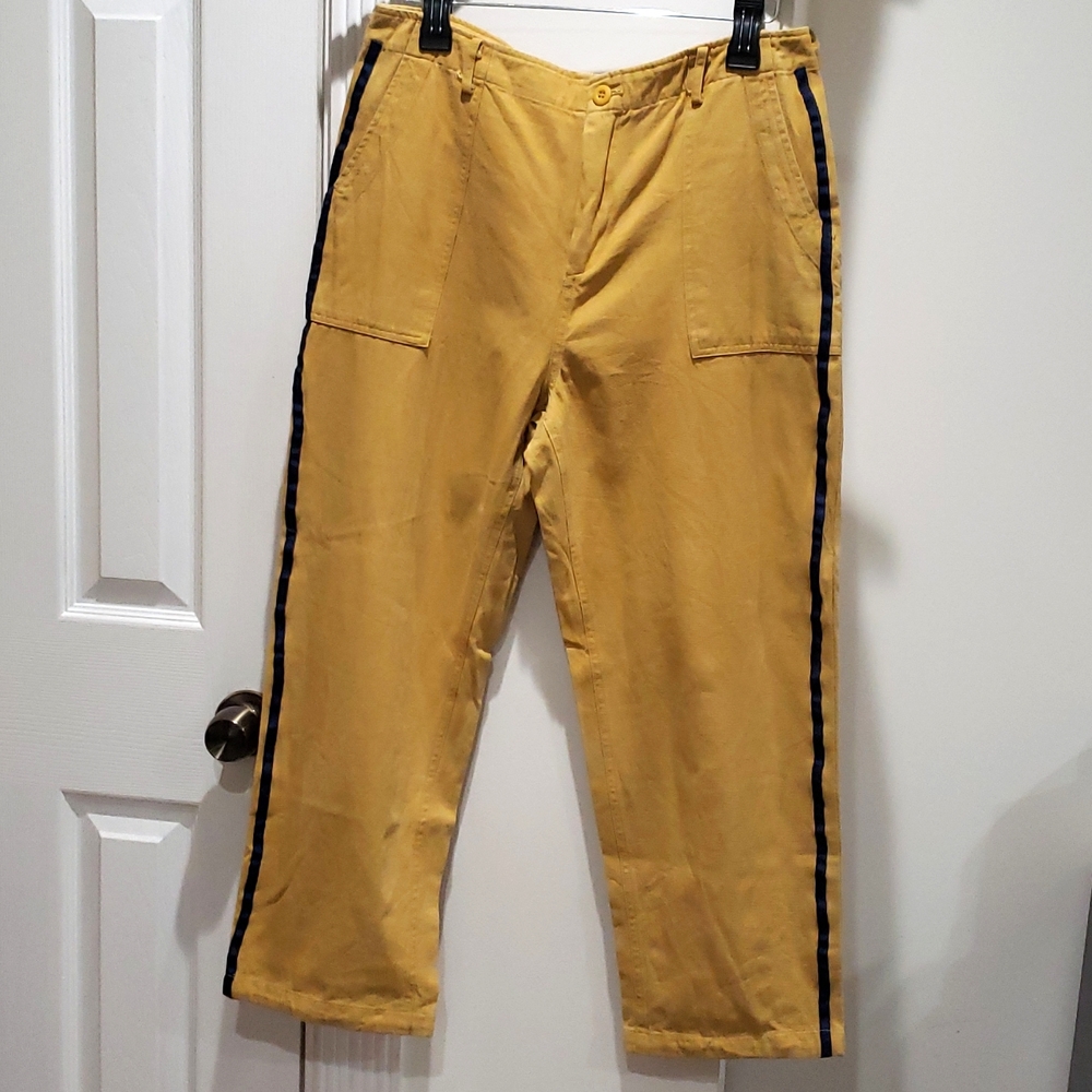 Know One Cares Mustard Pants with Blue Strip Size L